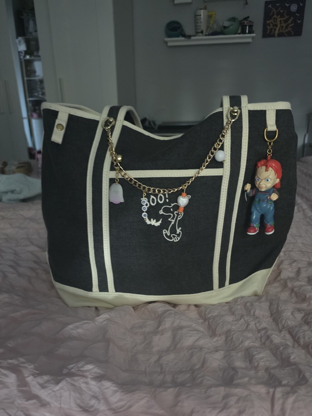 SNOOPY Tote with Charm Accents